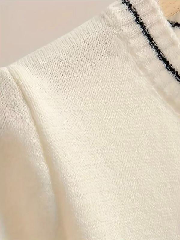 Heart Beaded Knit Sweater Short Sleeve Women Spring Summer New Unique Design Short Knitted Top Elegant Butterfly Knot Valentine's Day