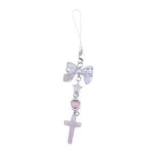 Bowknot Heart Cross Phone Charm Straps Keys Hanging Pendants Bag Decoration