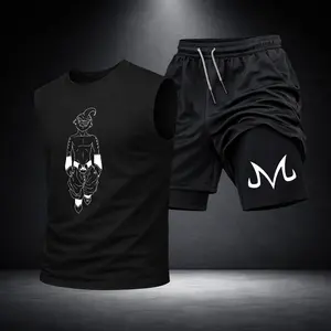 Men’s Black Workout Set Sleeveless Tank Top & Sports Shorts 2-Piece Gym Outfit