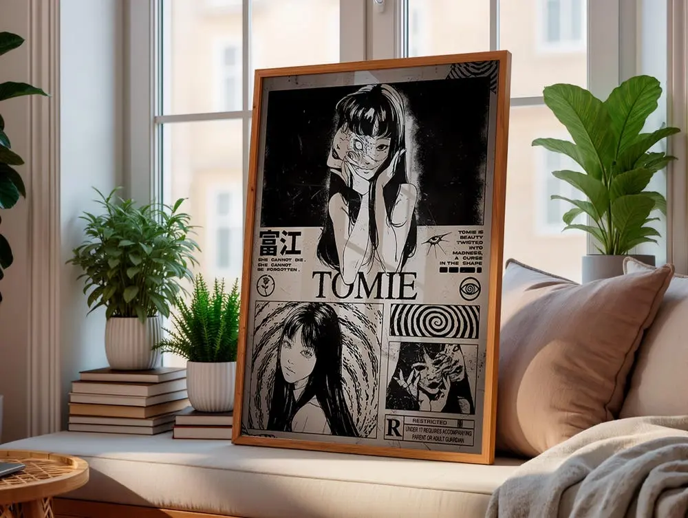 Manga Poster |Tomie Japanese Horror Minimalist Art Print | Junji Ito Dark Aesthetic | Unframed