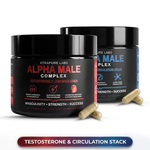Alpha Male Complex Testosterone & Circulation Stack | 2-Bottle Bundle for Strength, Lean Muscle, Blood Flow & Performance