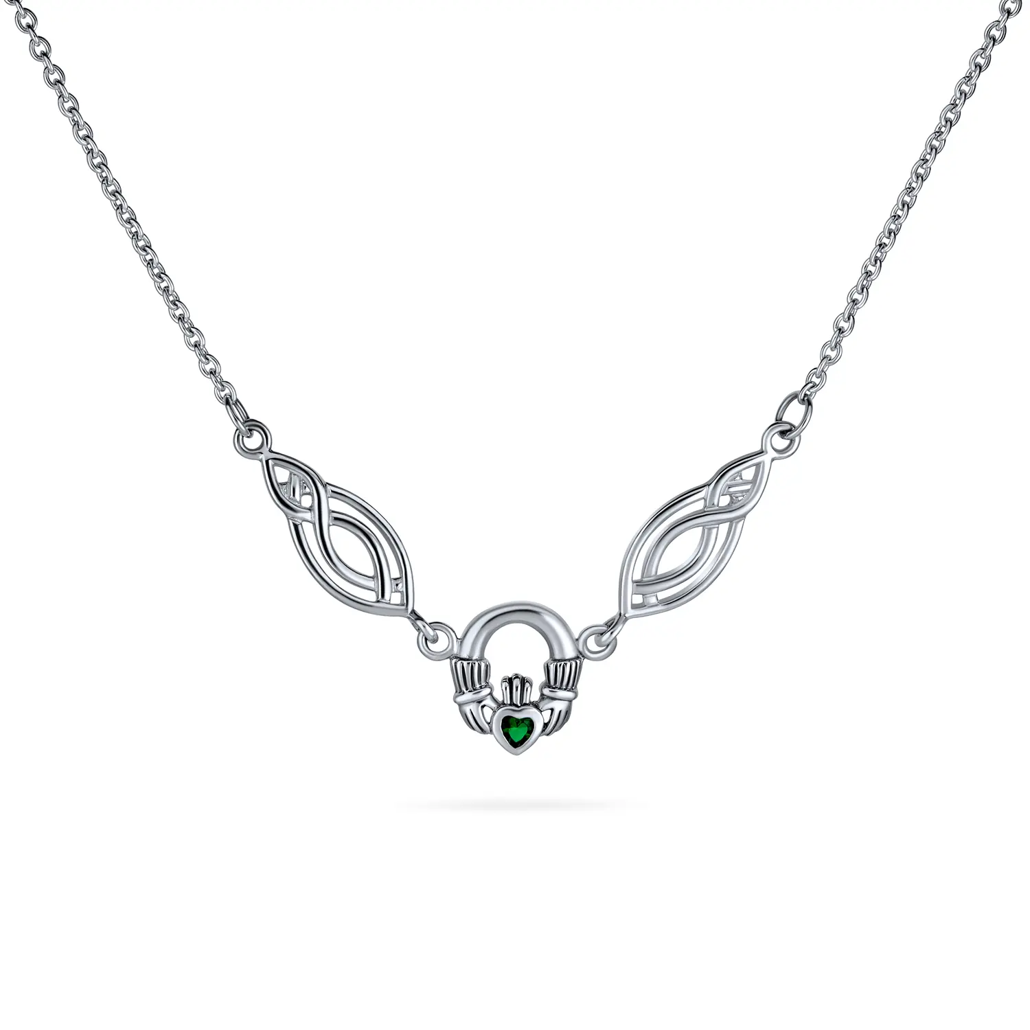 Celtic Friendship Heart Trinity Love Knot Claddagh Necklace Collar Red Garnet Accent