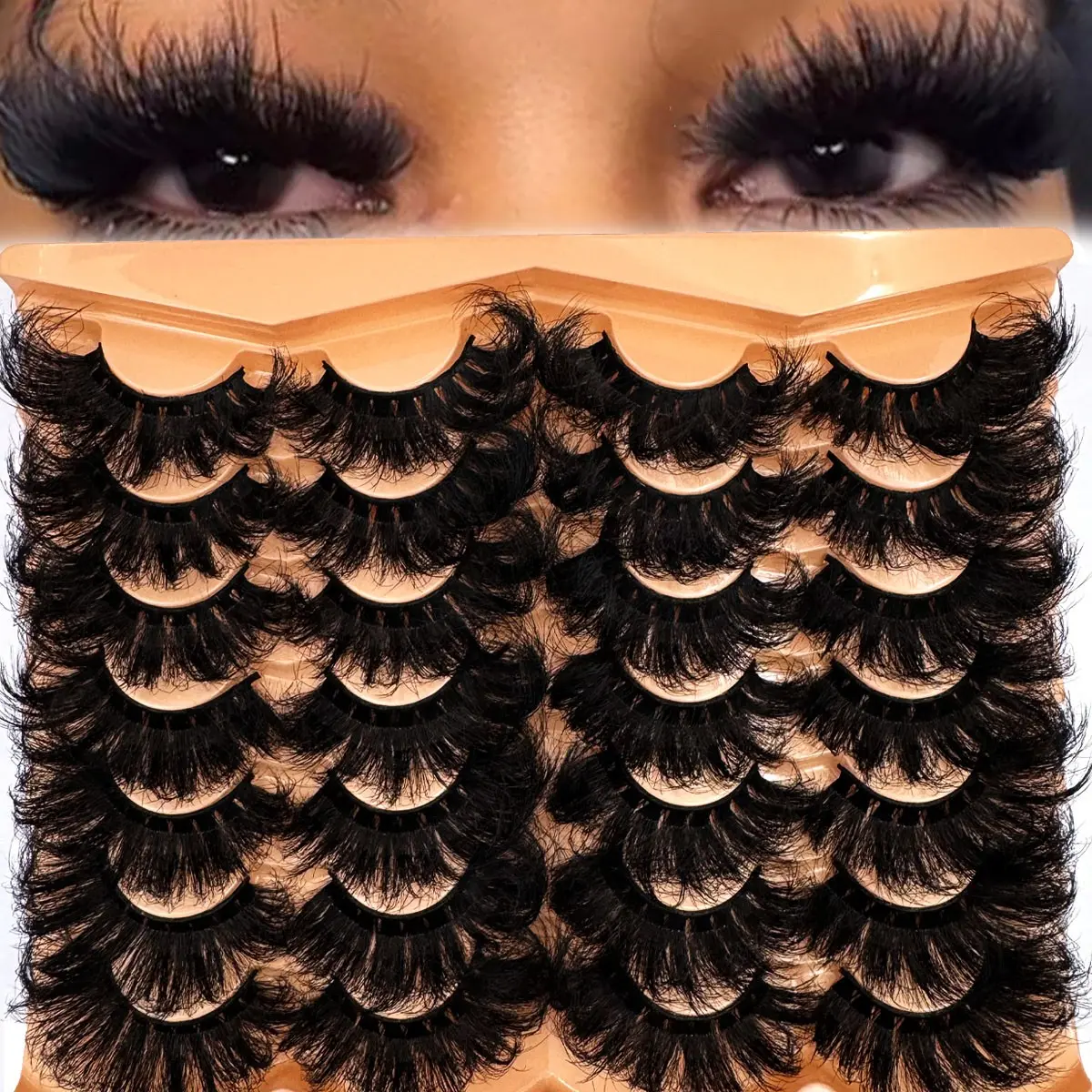 14 Pairs of Thick, Elegant D-Curl Volumized False Eyelashes, Soft and Fluffy Mink Look 3D Volume Focused Lashes for Everyday & Party Makeup, Reusable Dramatic Eyeliner Perfect for Beginners