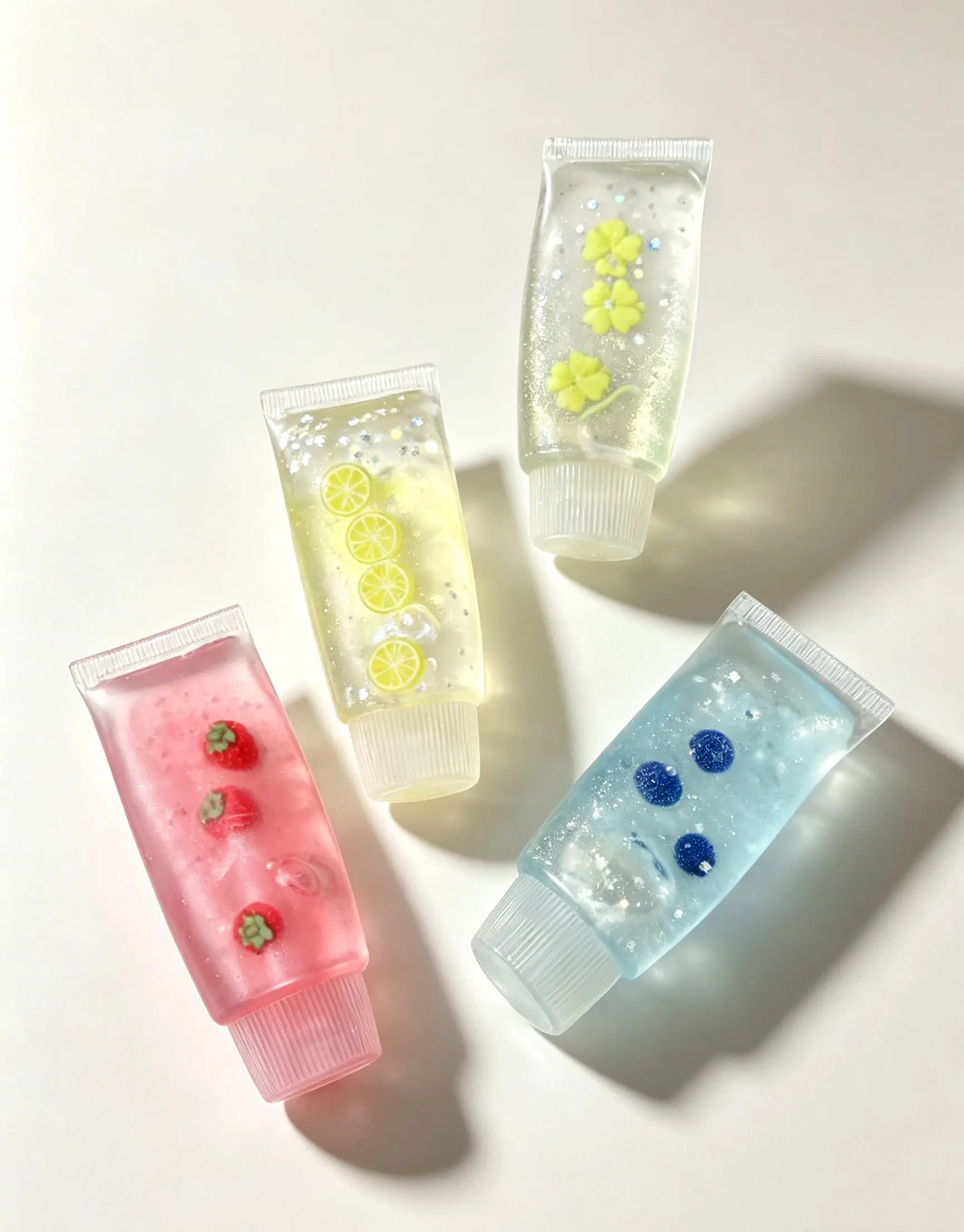 Shiny Glitter Fruit Toothpaste Squish Toy, Soft Flexible Silicone Slow Rise Squeeze Toy to Ease Anxiety, Pocket-Sized Desktop Sensory Decor for All Ages, Lovely Office Decompression Trinkets, Great Holiday Gifts & Mini Party Giveaways