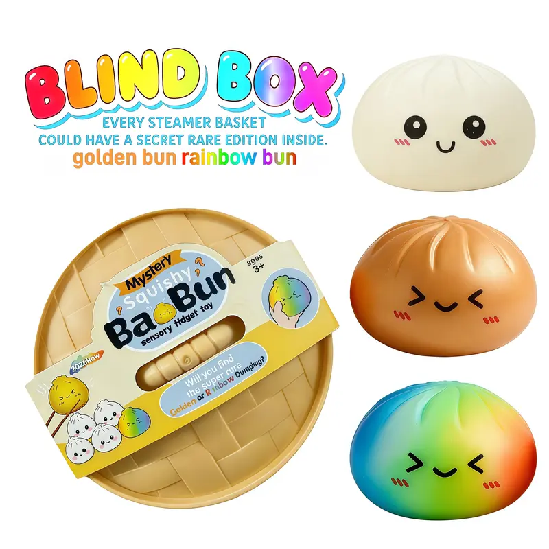 Expressive Big Dumpling Squishy - Mystery Bun Fidget Toy, Soft TPR Material, Stress Relief, Unboxing Surprise,Random Style per Pack.Valentine's Day and Easter gifts, suitable for children to exchange gifts