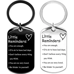 2 Pcs Little Reminders keychains for women Men Gifts Uplifting Mental Health confirmation You Are Enough Keyring Black & Silver