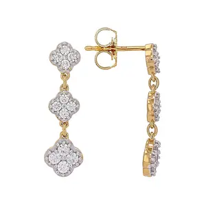 JTV White Cubic Zirconia 18k Yellow Gold Over Sterling Silver Earrings 1.30ctw