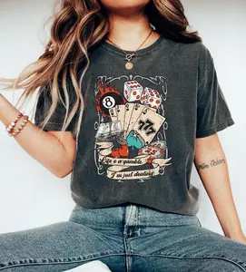Comfort Colors Life's A Gamble I'm Just Dealing T-Shirt, Poker Card Themed Tshirt, Y2K 90's Cowgirl Shirt, Ace Card Shirt, Country Girl Shirt, 777 Tee for Women