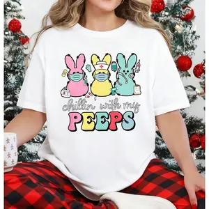 Nurse Easter Sweatshirt or T-Shirt, Chillin With My Peeps Shirt, Easter Gift For Nurse, Happy Easter, Cute Nursing Tee, Bunny Nurse Shirt, Easter Nurse