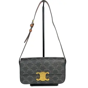 Pre-owned Celine Leather Shoulder Bags Triomphe East West Triomphe Coated Canvas Shoulder Bag