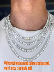 925 Sterling Silver Hip Hop Jewelry Gold Plated 6mm VVS Tennis Necklace Chain Luxury Hip Hop Full Diamond Tennis Chain, Fashion Trend Tennis Chain, Glamour Tennis Chain