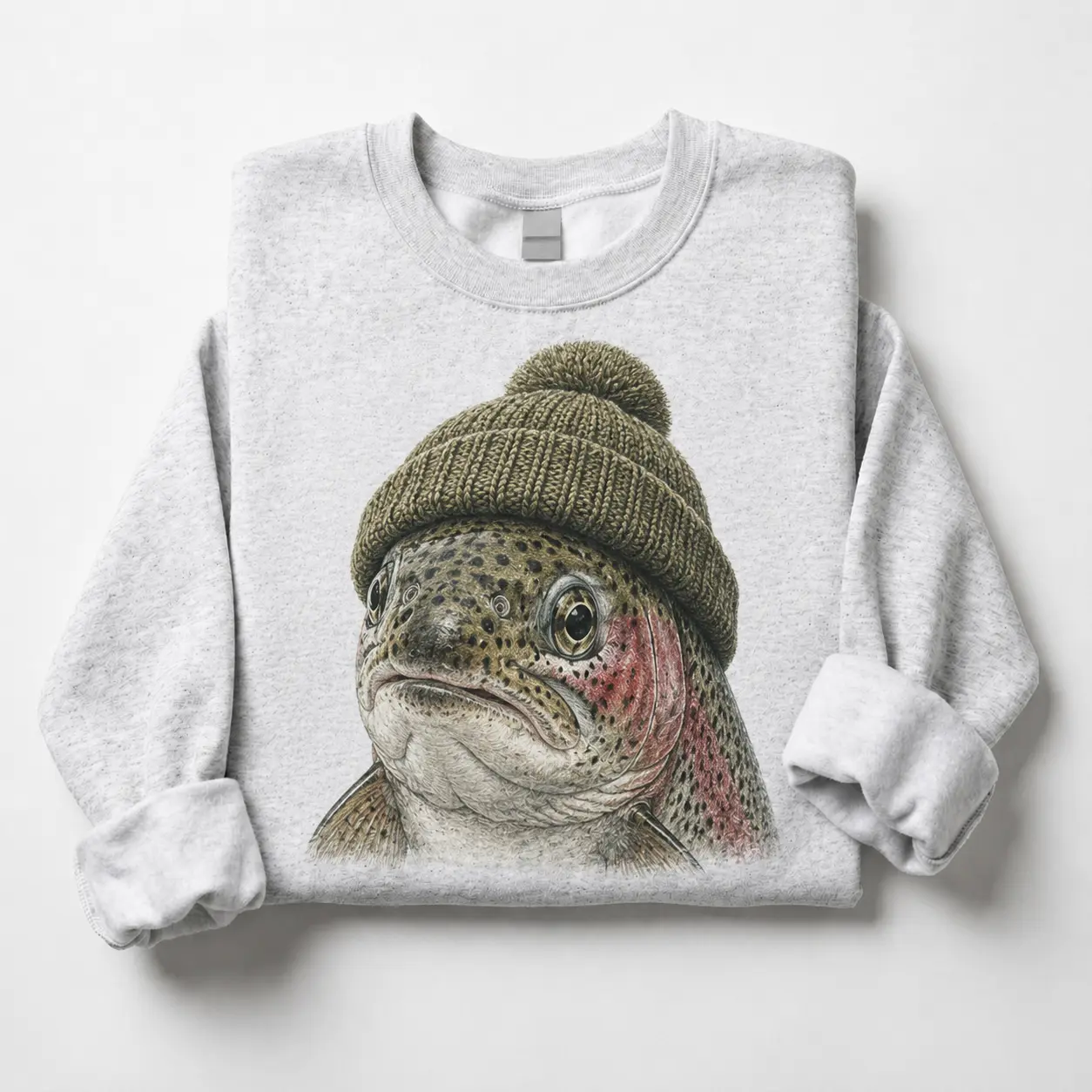 Vintage Rainbow Trout River Life Sweatshirt - Funny Fly Fishing Outdoor Crewneck Pullover for Men Women