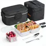 Electric Heated Lunch Box for Adults - 100W Insulated Thermal Temperature-Controlled Lunch Box (1.5L/1.8L) with Handle, 12V/24V/110V for Work/Car/Truck, Work Travel, Fork, Spoon & Warming Bag, Insulated Lunch Box, Thermal Insulation Lunch Boxes