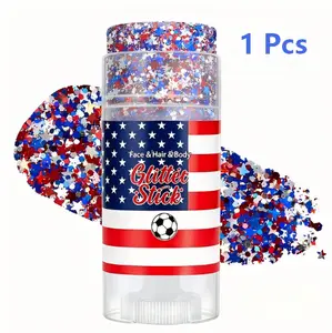 4th of July Glitter Stick - Red, White & Blue Body and Hair Sparkle for Independence Day Party, Festival Activities