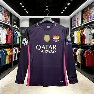 16 17 11# Neymar JR Away Long Sleeve Retro Soccer Jersey Barca Fans Version Football Jersey Quick Drying
