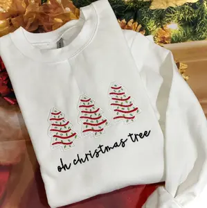 Oh Christmas Tree Snack Cake Embroidered Sweatshirt, Christmas Embroidered Crewneck Sweatshirt