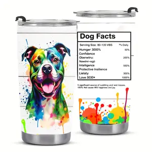 Colorful Beagles Theme Stainless Steel Insulated Tumbler — Gift for Dog Lovers, Fun Nutrition Chart Travel Cup for Outdoor Trips and Office Use