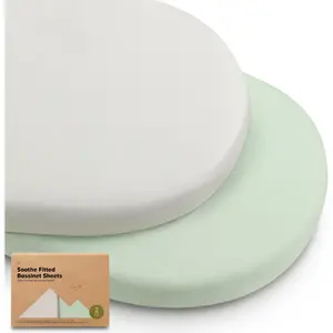 2-Pack Organic Bassinet Sheets  Girls, Boys - 100% Cotton Bassinet Mattress Sheets  with Halo Bassinest Swivel Sleeper, Graco, Baby Delight, Chicco, Unisex ted Bassinet Sheets (Sage)