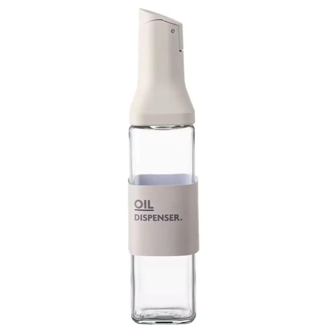 Oil Dispenser - Clear Glass Bottle with White Cap, Easy Pouring and Storage