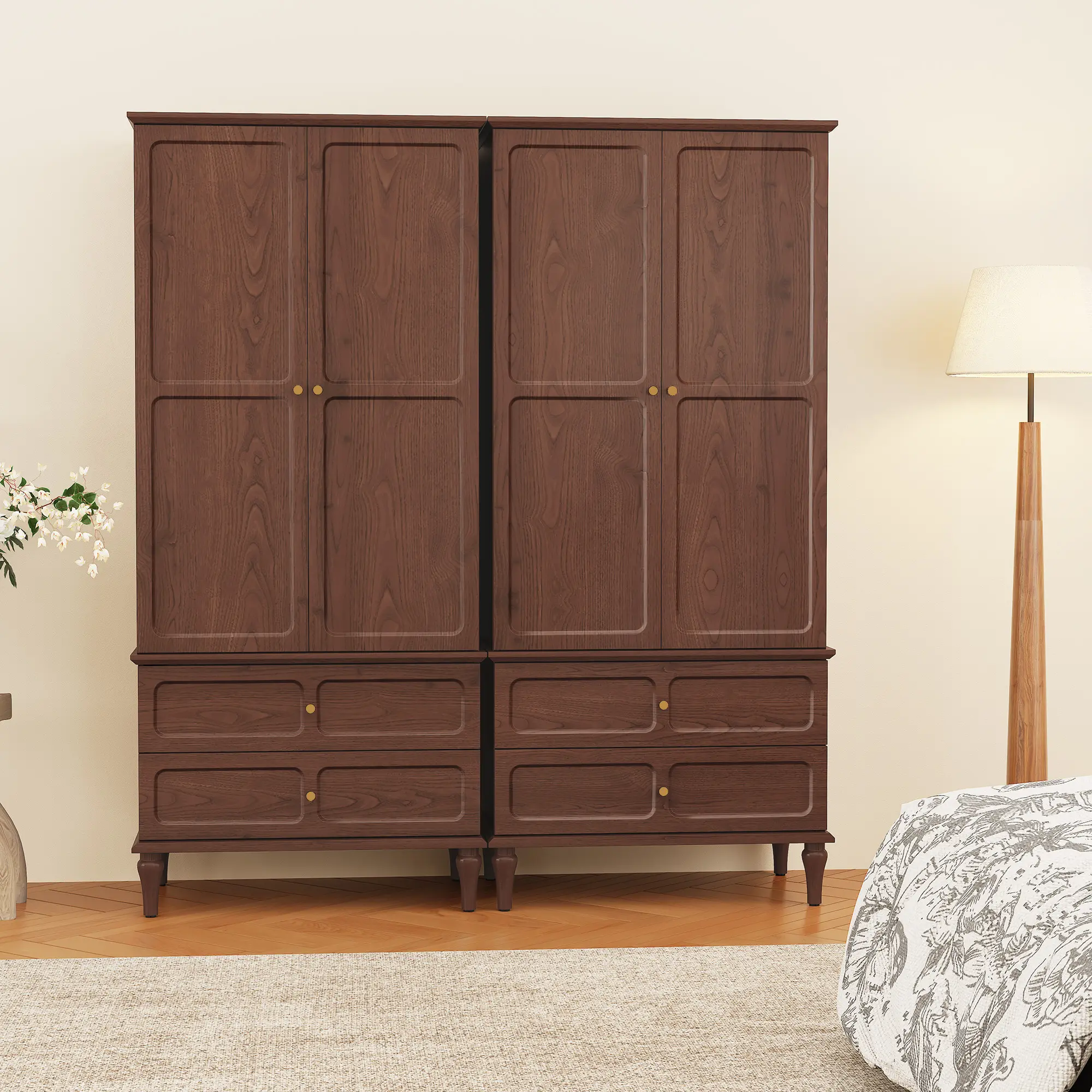 Medieval - Inspired Wardrobe, Aesthetic & Timeless, Ideal for Families and Vintage Aficionados in Bedrooms, Dressing Rooms, and Guest Rooms. Offers Abundant Storage with Spacious Compartments and Drawers, Features Sturdy Solid - Wood Build.