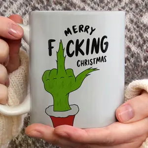 Merry F*cking Christmas Coffee Cup, Holiday Gift for Greench Lovers, Christmas Humor Drinkware, Funny Christmas Gift, Coffee Drinkware Beverage, Gift for Friend, Family, Coworker on Christmas