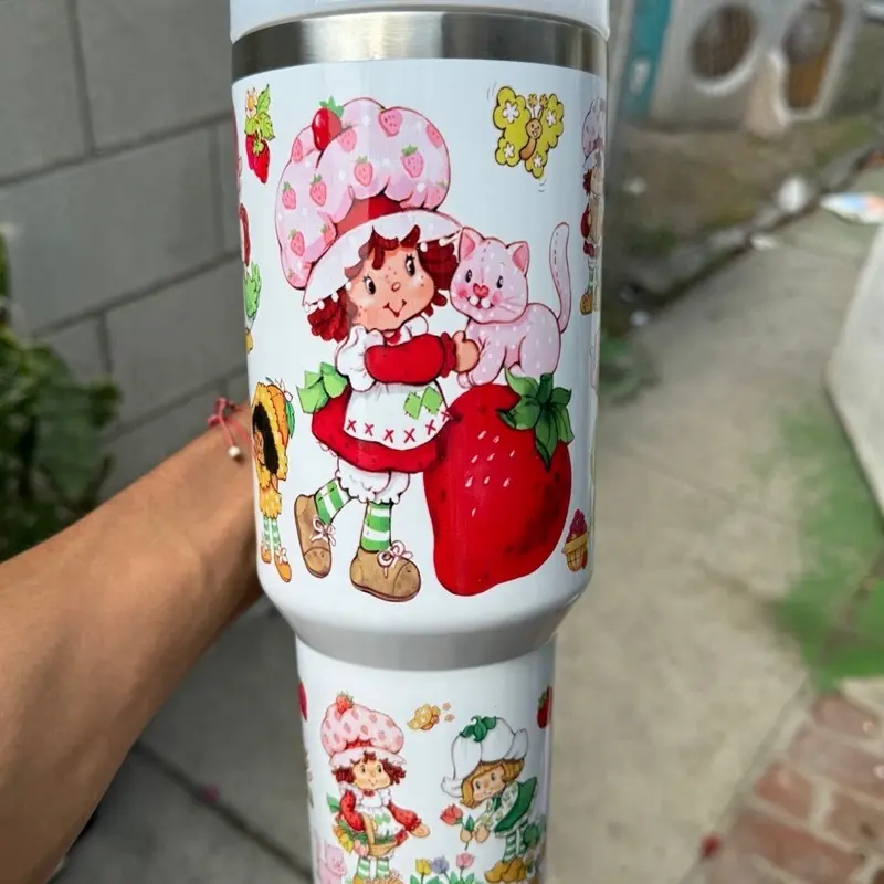 Strawberry shortcake 40 oz tumbler for hot and cold l Strawberry shortcake 40 oz tumbler for hot and cold l