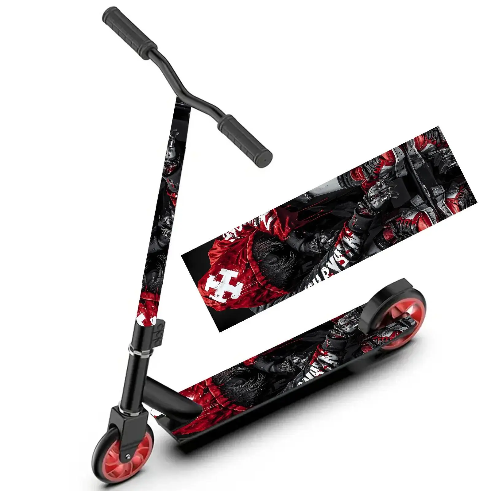 1 red and white machine package, trend scooter sticker, Scooter Design, skateboard sticker, Skateboard Graphics, suitable for scooters, scooters, portable folding