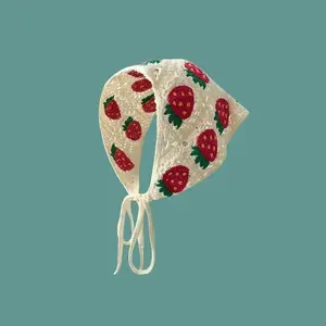 Korean Sweet Cute Handmade Crochet Hollow Triangle Headband Towel For Women Girls Flower Headscarf Hair Accessories