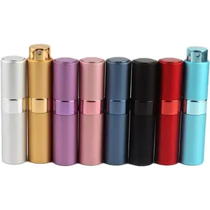 7Pack Perfume Atomiser Bottle Set for Travel Spray Scent Pump Case Empty Refillable 7Colors Available (8ml-8pack)