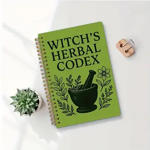 1 Witch Herbal Classic Notebook - Retro Spiral Binding Magic Book with Plant Illustrations, Herbal Formulas, and Plant Medicine Guide, suitable for magic practitioners and herbalists from beginners to experts