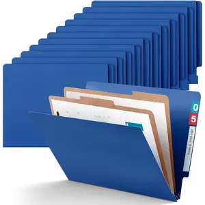24 Pcs Classification Folders Letter Size, 2 Dividers Pressboard File Folder Bulk with Fasteners, Expanding File Organizer for Teachers Clergy Office Church Christmas Donations (Dark Blue)
