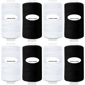 8 Spool Total 4000 Yards Sewing Thread (White and Black)