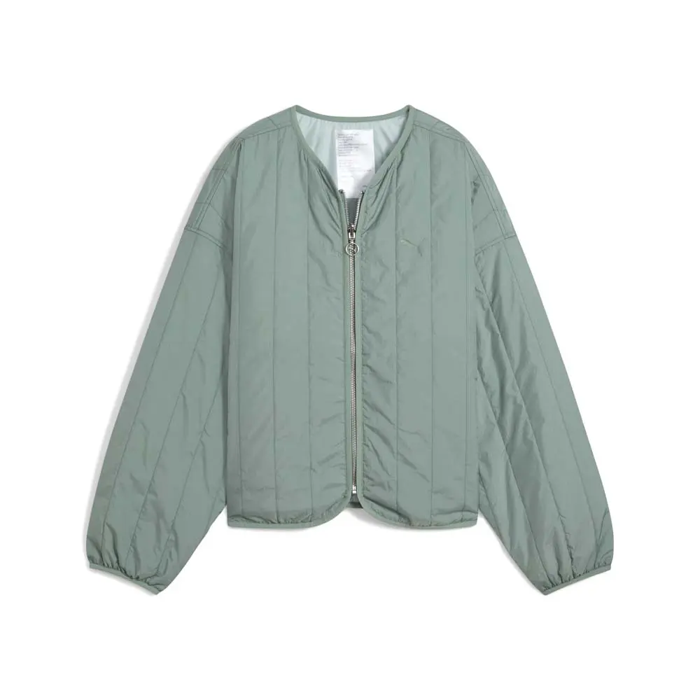 PUMA Womens Wardrobe Essentials Relaxed Reversible Liner Jacket Athletic Outerwear Casual - Green