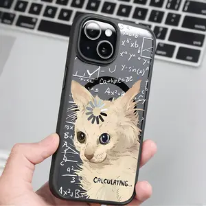 Cute Calculated Cat Clear Magnetic Phone Case , Compatible with MagSafe Silicone Bumper Protective Cover For iPhone X XSMAX 11 12 13 14 15 16 Pro Max