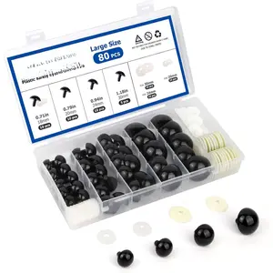 Large Safety Eyes for Amigurumi Crochet 18-30mm -  4 Sizes Stuffed  Eyes with Washers, 80 count Black Plastic Crochet Safety Eyes for Crafts Doll Bear Plush