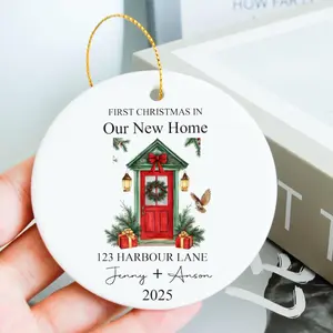 New Home Ornament,New Home Christmas Ornament 2025,First Christmas in Our New Home Ornaments,Happy New Home Gift,Address Ornament.