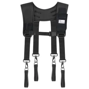 Trutuch Black Nylon Work Suspender With Pockets | Tool Belt Suspenders | Stronghold Suspension System