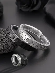 Fashion Vintage Stainless Steel Bracelet Set, Waterproof Bangle, Casual Style for Men, Daily Wear, Holiday Gift