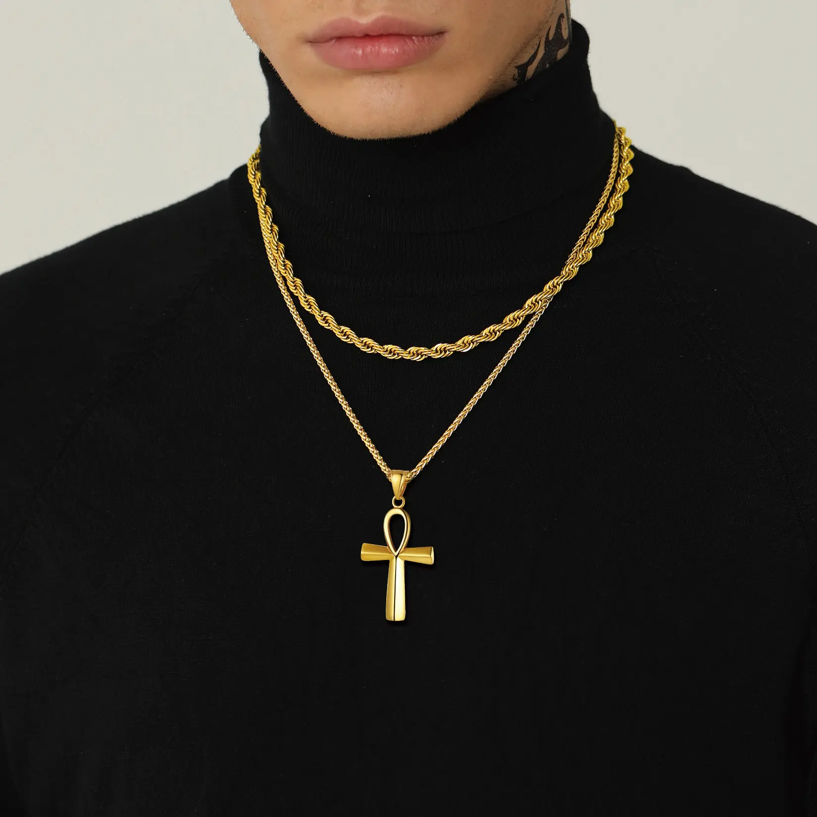 U7 Stainless Steel Inspirational Cross Necklace for Men Women
