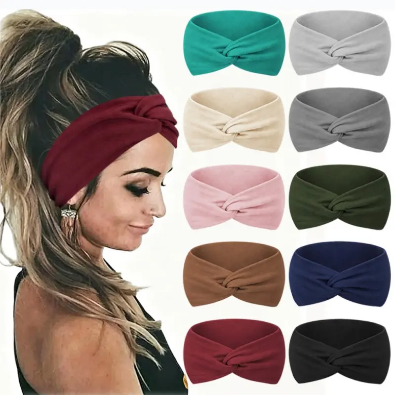 10 PCS Women Headbands African Wide Hair Wrap Extra Turban Head Bands for Lady Large Sport Workout Stretch Non-slip Big Hair Bands