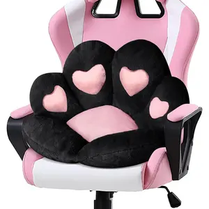 Paw Cushion Kawaii Chair Cushions 31.4 x 27.5 inch Cute Stuff Heart-Shaped Seat Pad Comfy Lazy Sofa Office Floor Pillow for Gaming Chairs Room Decor Black