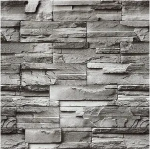 Stone Brick Wallpaper Peel and Stick Wallpaper 17.7inch×118.1inch Faux Stone Self Adhesive Wallpaper Kitchen Backsplash Gray Brick Contact Paper Stone Removable Wall Paper Decor Vinyl