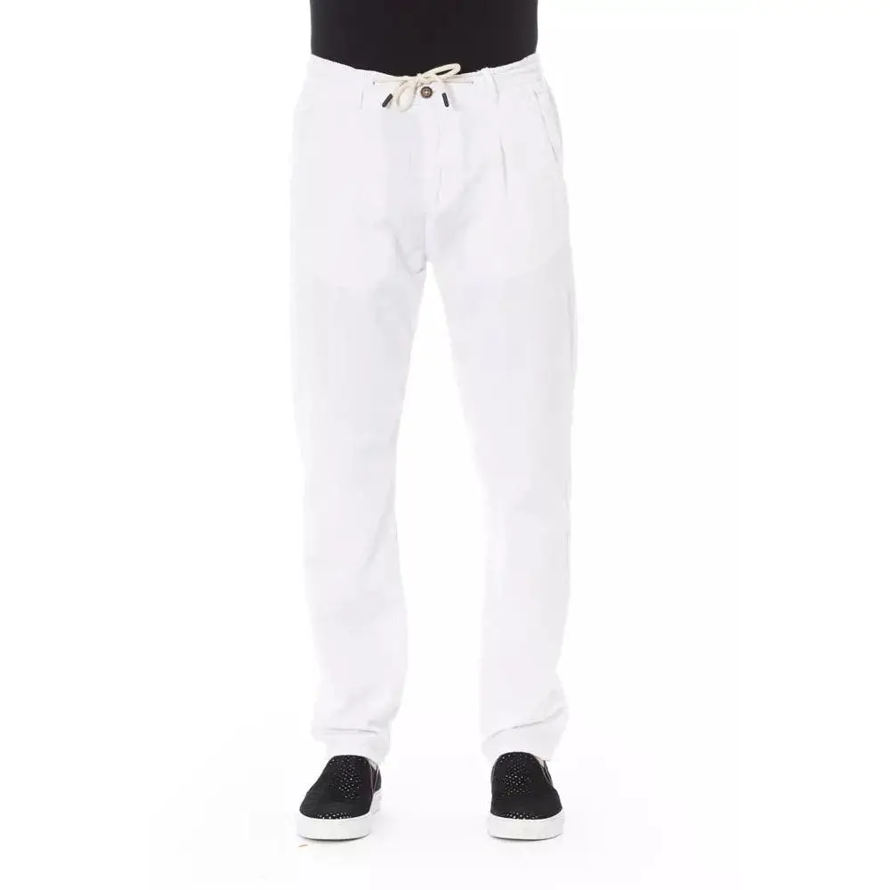 White Cotton Men Chino Trouser