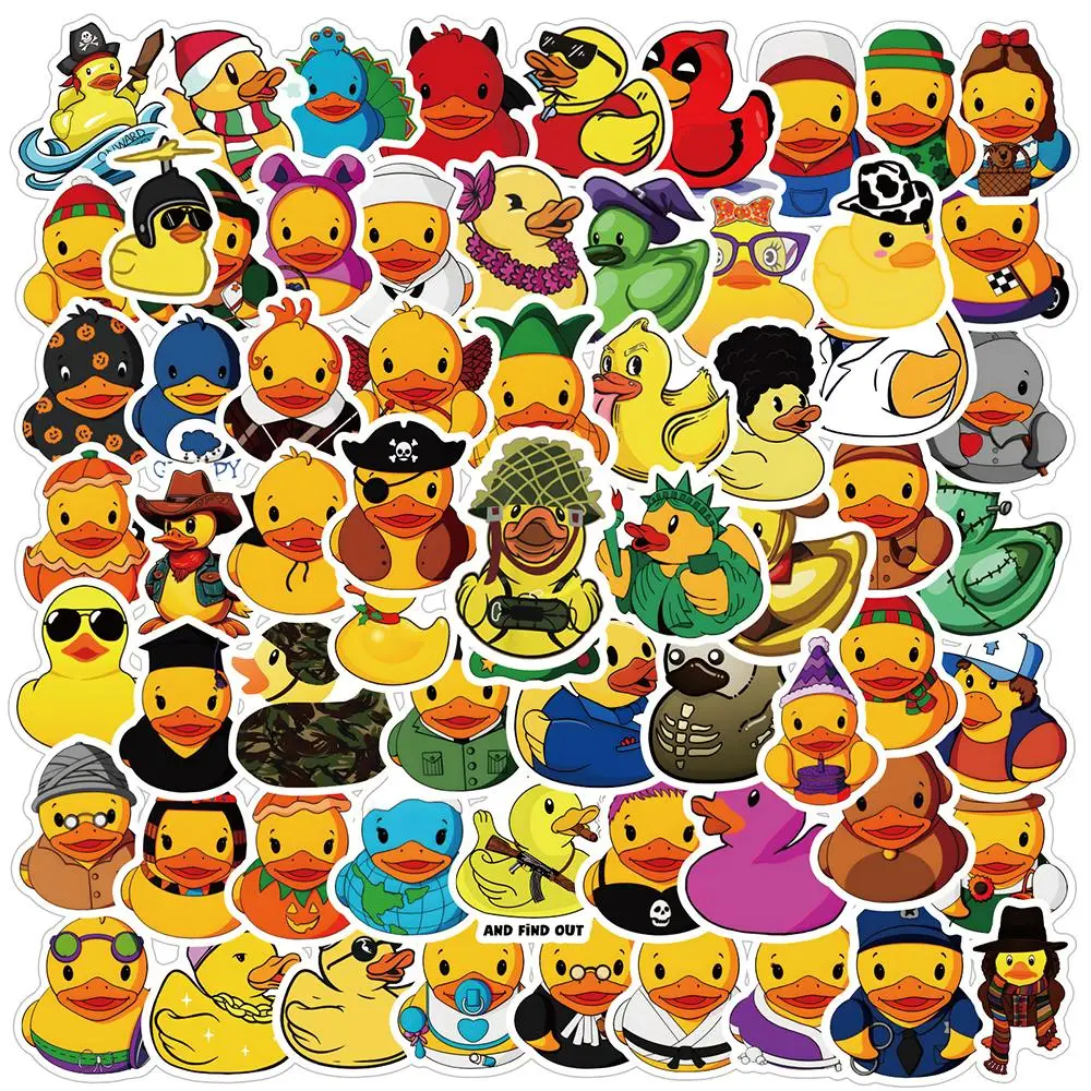 Duck Pattern Sticker, 71pcs/set Cute Cartoon Duck Sticker for Christmas Gift, Waterproof Self Adhesive Decor Paper for Gift Greeting Card Water Bottle