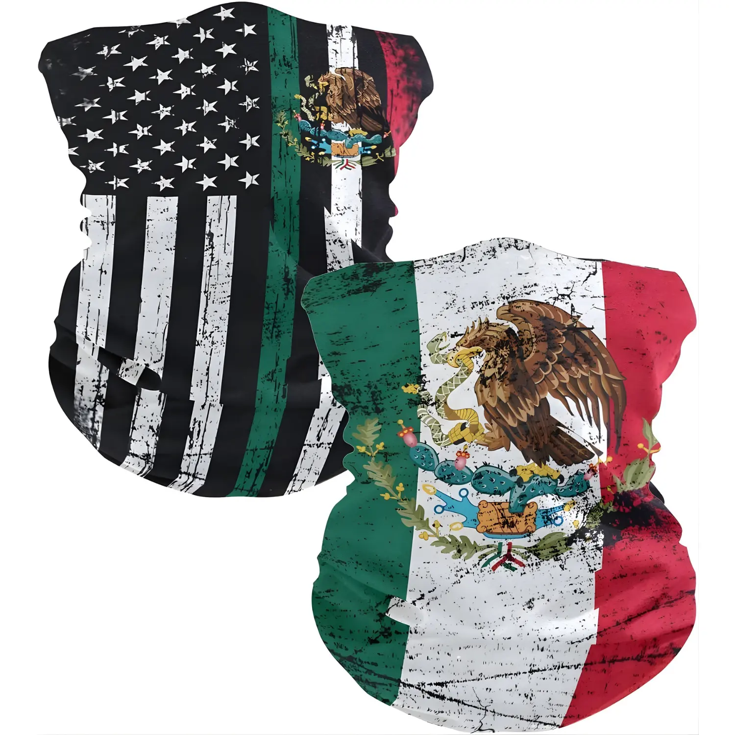 2 Pack US Mexico Flag Headbands for Men and Women Face Scarf Tube Bandanas Neck Gaiter Balaclava Headwear