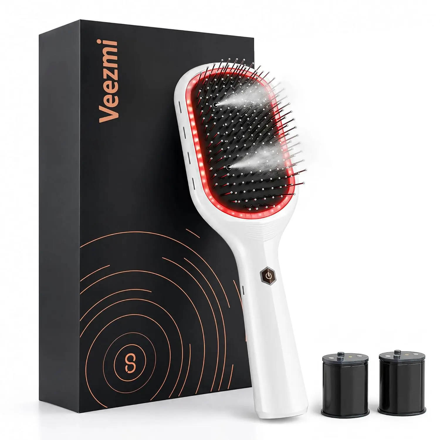 Veezmi Mist Spray Air Cushion Hair Brush, 200 Million Negative Ion Detangler Comb Anti Static for Dry Frizzy Hair, Vibration Scalp Massager with Red Light for Relaxing Scalp Massage