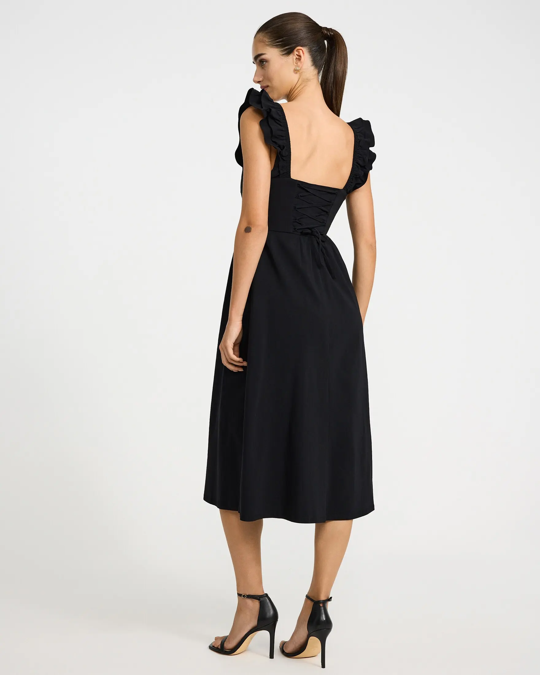 Express Poplin Square Neck Flutter Sleeve Lace-Up Back Midi Dress - TikTok Shop Express Poplin Square Neck Flutter Sleeve Lace-Up Back Midi Dress - TikTok Shop