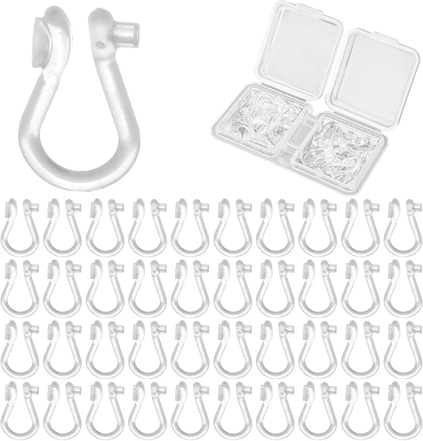 pcs Clear Earring Clip On Converter, Invisible Ear Adjuster with Storage Box Non-Piercing Cosmetic Ear Correctors for Men Women