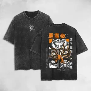 Men's Naruto Shippuden Anime Double-Printed Unisex Cotton Short-Sleeve Crewneck T-Shirt - Premium Soft Casual 90s American Graphic Tee, Gift for Anime Fans, Ideal for Daily & Streetwear