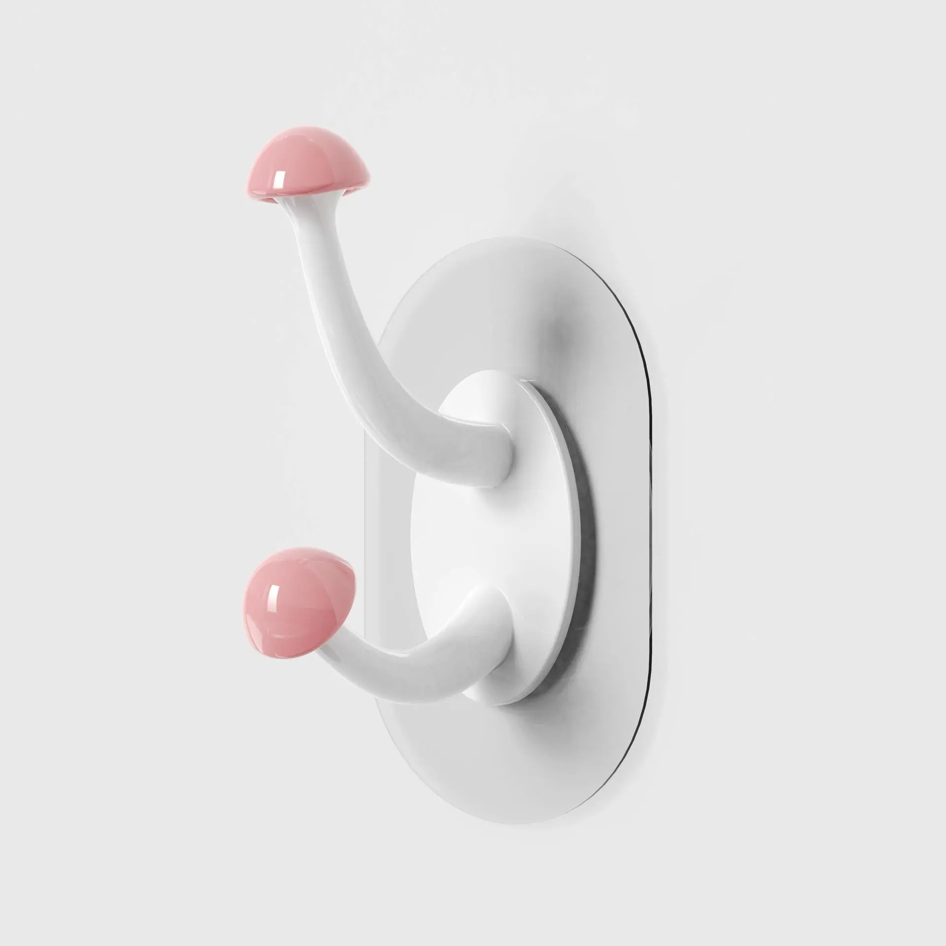 Mushroom-Shaped Wall Hooks Suitable for Bathroom - No Drill Adhesive Double Hook with Strong Sticky Backing, -Free Removal, Mushroom & for Towels, Robes, Clothes Storage - Plastic Hanging Hooks for Bath Decor
